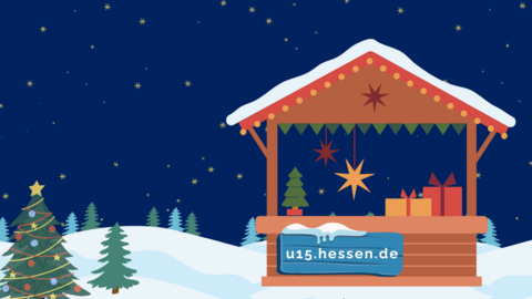 Weihnachtsmarktstand in einer Winterlandschaft